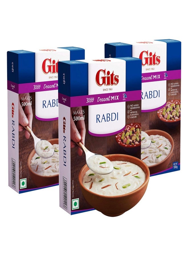 Gits Instant Rabdi Dessert Mix, Pure Veg, Flavors of Saffron and Cardamom, Indian Sweet and Dessert Ready Mix, 300g (Pack of 3, 100g Each) - Image 1